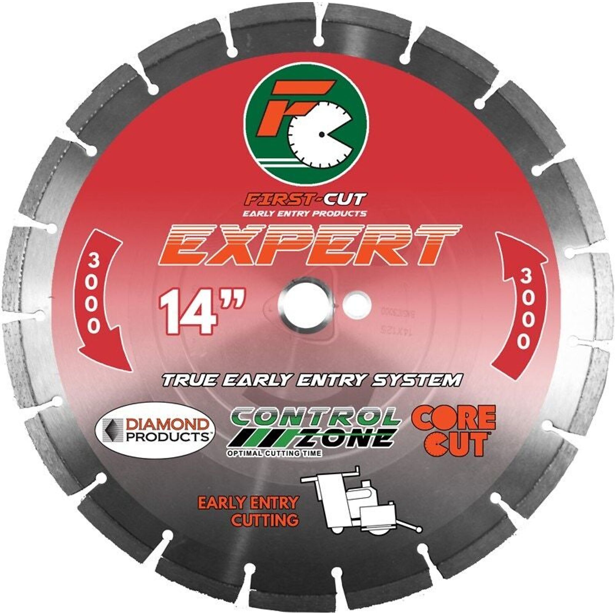 Diamond Expert3000 First-Cut Early Entry Blade — 14in. x 0.25in. x 1in., Triangle Knockout, Skid Plate, Model# 64590